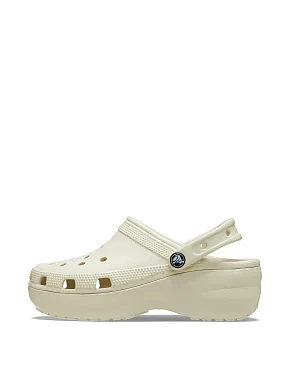 Женские сабо Crocs Classic Platform Clog резиновые молочного цвета - фото 1 - Miraton