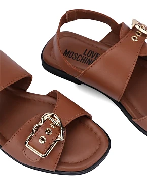 Женские сандалии Love Moschino кожаные коричневые - фото 4 - Miraton
