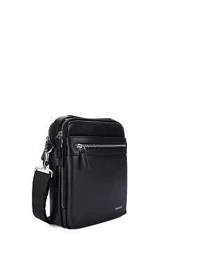 Чоловіча сумка через плече шкіряна чорна - фото 1 - Miraton