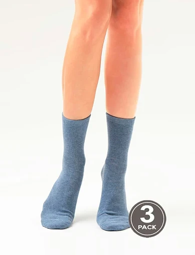 Набор женских высоких носков Legs хлопковые синие - фото 4 - Miraton