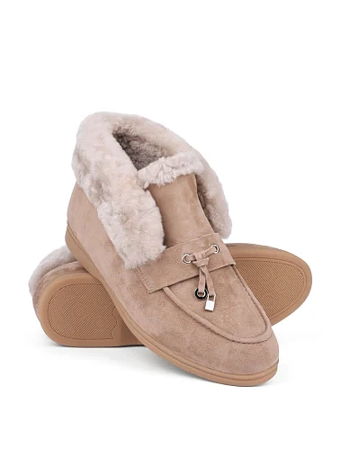 Жіночі черевики лофери Attizzare велюрові бежеві (Y913-26) - фото 2 - Miraton