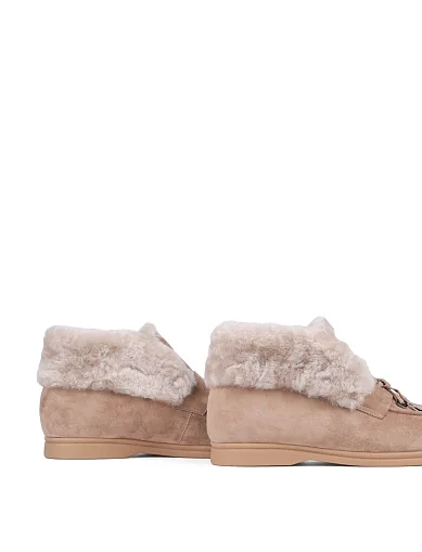 Жіночі черевики лофери Attizzare велюрові бежеві (Y913-26) - фото 4 - Miraton