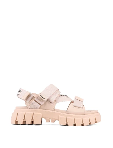 Женские сандалии Palladium REVOLT MONO кожаные бежевые на чанки подошве - фото 1 - Miraton