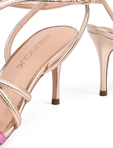 Жіночі босоніжки VICENZA шкіряні золотого кольору (2333-B-1) - фото 3 - Miraton