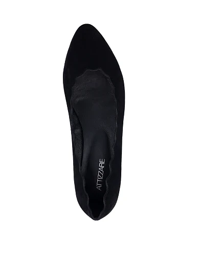 Жіночі балетки Attizzare велюрові чорні з ажурним вирізом (0231-1) - фото 4 - Miraton