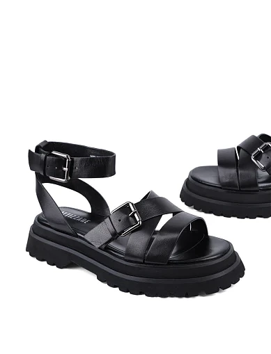 Женские сандалии Attizzare кожаные черные - фото 2 - Miraton