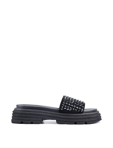 Женские шлепанцы Attizzare велюровые черные - фото 1 - Miraton