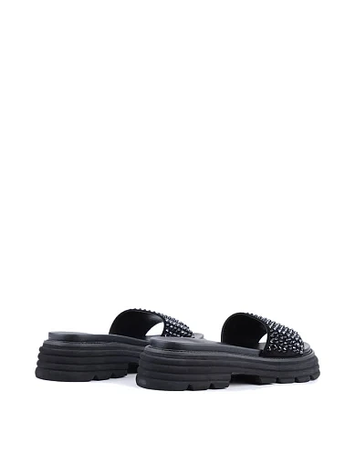 Женские шлепанцы Attizzare велюровые черные - фото 3 - Miraton