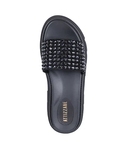 Женские шлепанцы Attizzare велюровые черные - фото 4 - Miraton
