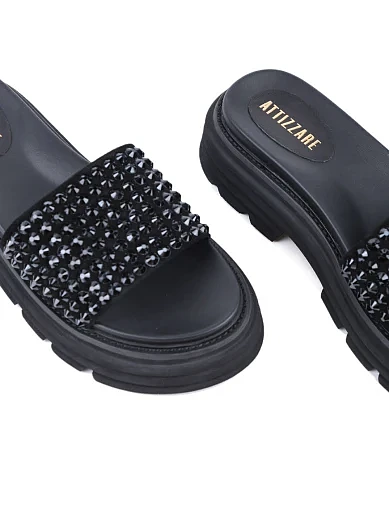 Женские шлепанцы Attizzare велюровые черные - фото 5 - Miraton