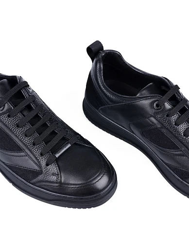 Чоловічі кеди MIRATON шкіряні чорні - фото 5 - Miraton