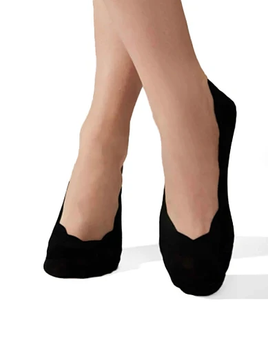 Сліди жіночі з мікрофібри чорні 2 шт.(LEGS 727 LASER CUT SCALLOP EDGE 2 пари) - фото 1 - Miraton