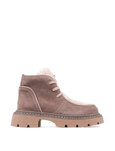 Жіночі черевики Attizzare велюрові сірі з підкладкою з натурального хутра (401-003) - фото 1 - Miraton