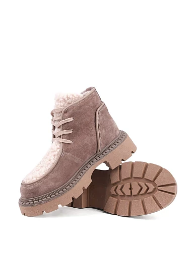 Жіночі черевики Attizzare велюрові сірі з підкладкою з натурального хутра (401-003) - фото 2 - Miraton