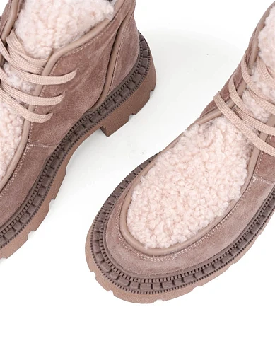 Жіночі черевики Attizzare велюрові сірі з підкладкою з натурального хутра (401-003) - фото 5 - Miraton