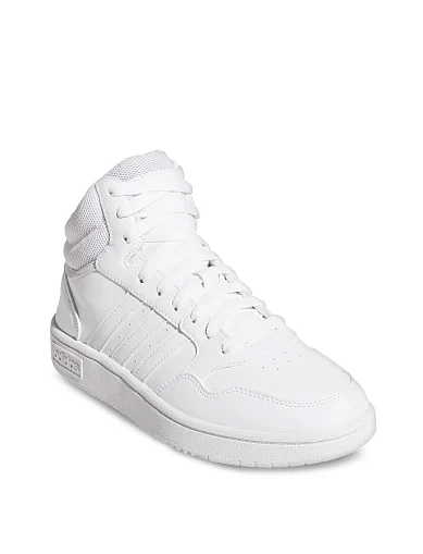 Женские кроссовки Adidas Hoops 3.0 Mid из искусственной кожи белые - фото 2 - Miraton