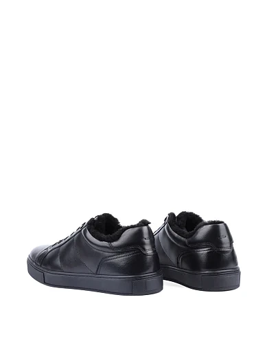 Чоловічі кеди MIRATON шкіряні чорні з підкладкою з натурального хутра - фото 4 - Miraton