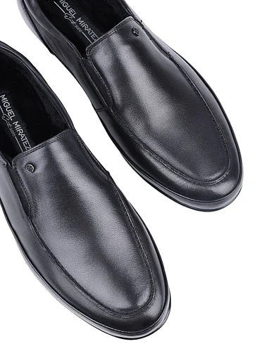 Чоловічі туфлі Miguel Miratez шкіряні чорні з підкладкою з натурального хутра - фото 5 - Miraton