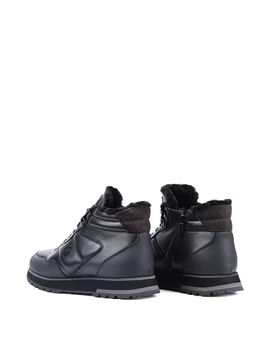 Чоловічі черевики MIRATON шкіряні чорні з підкладкою з натурального хутра - фото 4 - Miraton