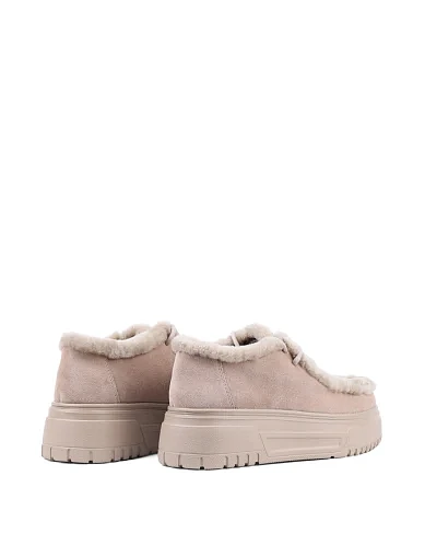 Жіночі кеди MIRATON велюрові бежеві з підкладкою з натурального хутра (JR1110-2) - фото 4 - Miraton