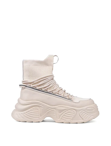 Женские ботинки Attizzare кожаные рисового цвета - фото 1 - Miraton