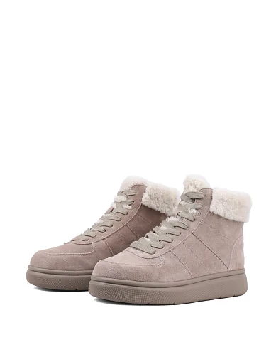 Жіночі черевики Attizzare велюрові бежеві з підкладкою з натурального хутра (JR1132B-2) - фото 3 - Miraton