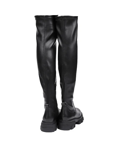 Жіночі ботфорти Attizzare шкіряні чорні з підкладкою зі штучного хутра (VF1483-8) - фото 3 - Miraton