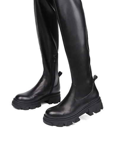 Жіночі ботфорти Attizzare шкіряні чорні з підкладкою зі штучного хутра (VF1483-8) - фото 5 - Miraton