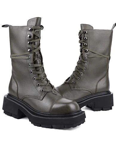 Жіночі черевики MIRATON шкіряні зелені з підкладкою з байки (6285-502-1) - фото 2 - Miraton