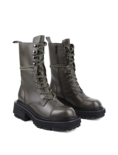 Жіночі черевики MIRATON шкіряні зелені з підкладкою з байки (6285-502-1) - фото 3 - Miraton