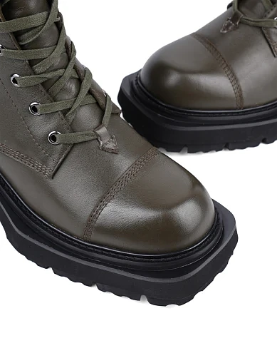 Жіночі черевики MIRATON шкіряні зелені з підкладкою з байки (6285-502-1) - фото 5 - Miraton