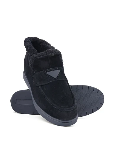 Жіночі черевики Attizzare велюрові чорні з підкладкою з натурального хутра (Y918-10) - фото 2 - Miraton