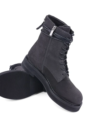 Жіночі черевики MIRATON велюрові сірі з підкладкою з байки (GT20578-022-NJ97) - фото 2 - Miraton