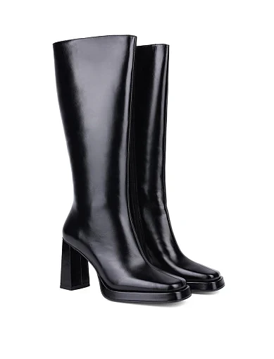 Женские сапоги JEFFREY CAMPBELL Maximal кожаные черные  с подкладкой из натуральной кожи - фото 2 - Miraton