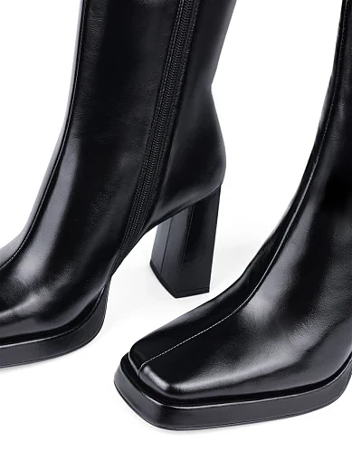 Женские сапоги JEFFREY CAMPBELL Maximal кожаные черные  с подкладкой из натуральной кожи - фото 5 - Miraton