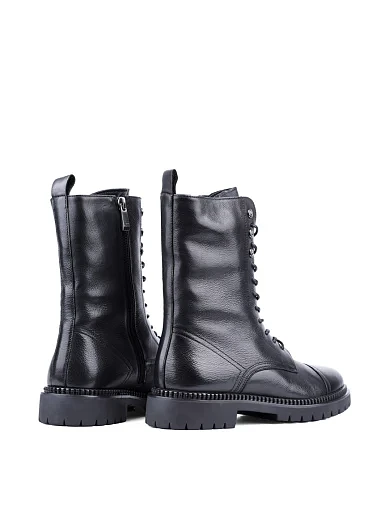 Женские ботинки Attizzare кожаные черные с подкладкой из натурального меха - фото 4 - Miraton