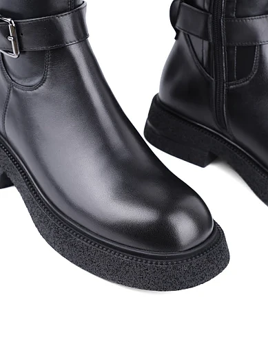 Жіночі ботфорти Attizzare шкіряні чорні з підкладкою з натурального хутра (A2405-H2189BM) - фото 5 - Miraton