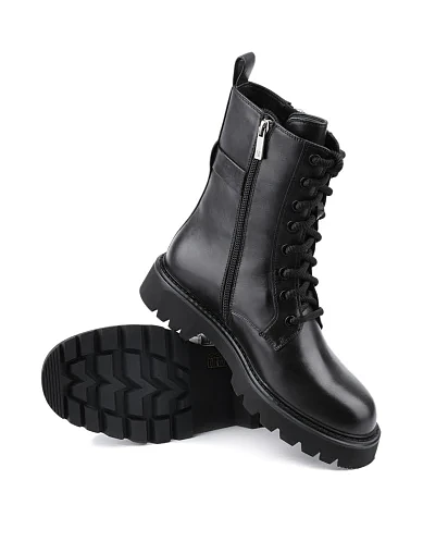 Женские ботинки MIRATON кожаные черные с подкладкой из натурального меха (A3281-W7100M) - фото 4 - Miraton