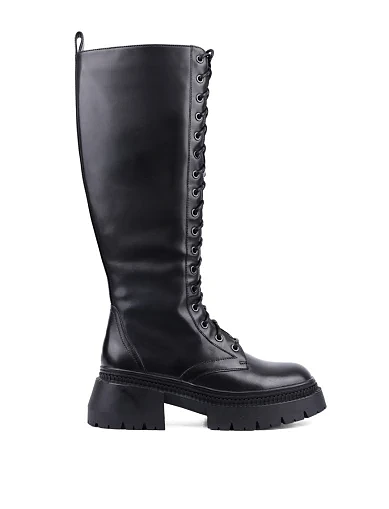 Жіночі чоботи MIRATON шкіряні чорні з підкладкою з натурального хутра (2391-1503) - фото 1 - Miraton