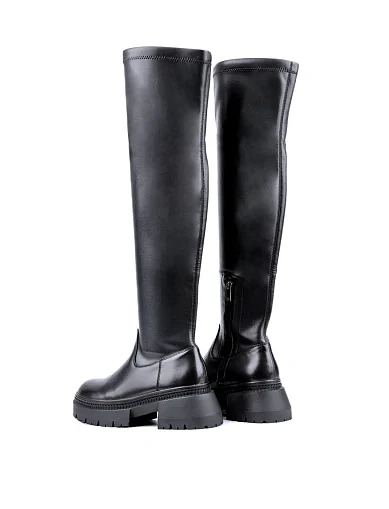 Жіночі ботфорти MIRATON шкіряні чорні з підкладкою з натурального хутра (2391-2205) - фото 3 - Miraton