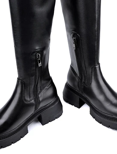 Жіночі ботфорти MIRATON шкіряні чорні з підкладкою з натурального хутра (2391-2205) - фото 5 - Miraton