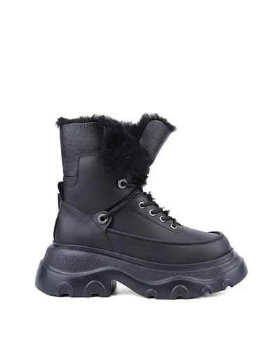 Жіночі черевики MIRATON шкіряні чорні з підкладкою з натурального хутра (P3308-7-6M) - фото 1 - Miraton