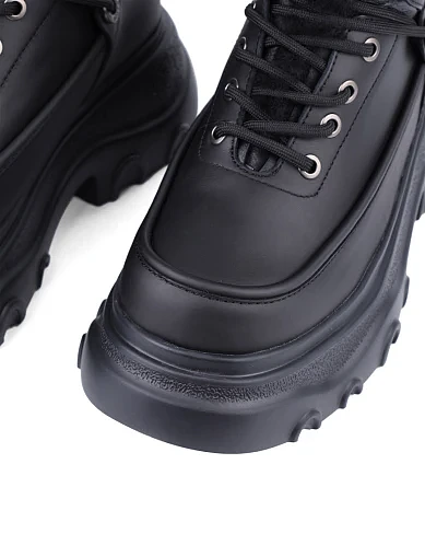 Жіночі черевики MIRATON шкіряні чорні з підкладкою з натурального хутра (P3308-7-6M) - фото 5 - Miraton