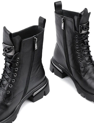 Жіночі черевики Attizzare шкіряні чорні з підкладкою з натурального хутра (1196-6Z486-B12118) - фото 4 - Miraton