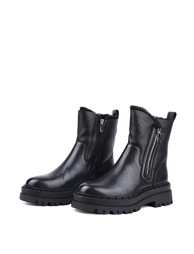 Жіночі черевики Attizzare шкіряні чорні з підкладкою з натурального хутра (NH219-106L-P742M) - фото 3 - Miraton