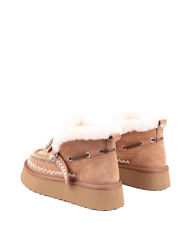 Жіночі уггі MIRATON велюрові бежеві з підкладкою з натурального хутра (DFH-14) - фото 4 - Miraton