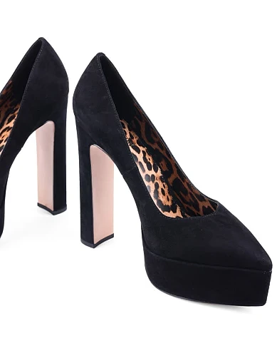 Жіночі туфлі човники MIRATON велюрові чорні на платформі (HS23136-3-1) - фото 2 - Miraton