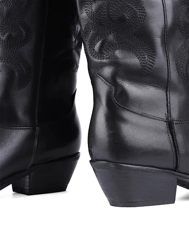 Жіночі чоботи козаки MIRATON шкіряні чорні (25032) - фото 3 - Miraton