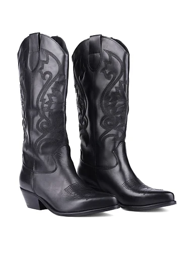 Жіночі чоботи козаки MIRATON шкіряні чорні (25032) - фото 4 - Miraton