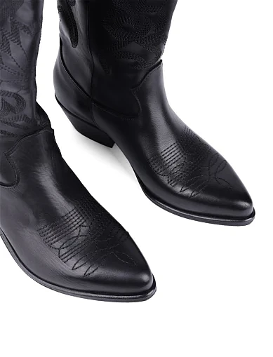 Жіночі чоботи козаки MIRATON шкіряні чорні (25032) - фото 6 - Miraton